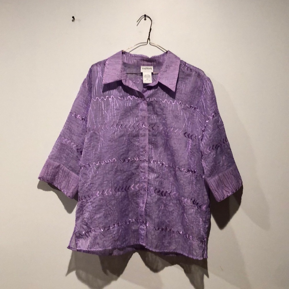 Bon Worth Light Purple Embroidered Sheer Blouse